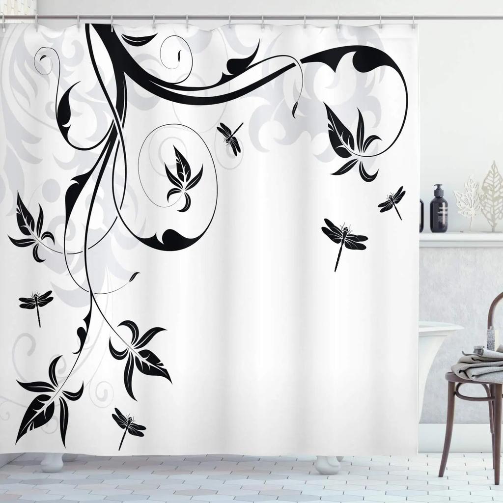 Mandala Shower Curtain,Vintage Cosmos Oriental Breeze Pattern Swirled Floral Leaves Cloth Fabric Bathroom Curtain Set with Hooks
