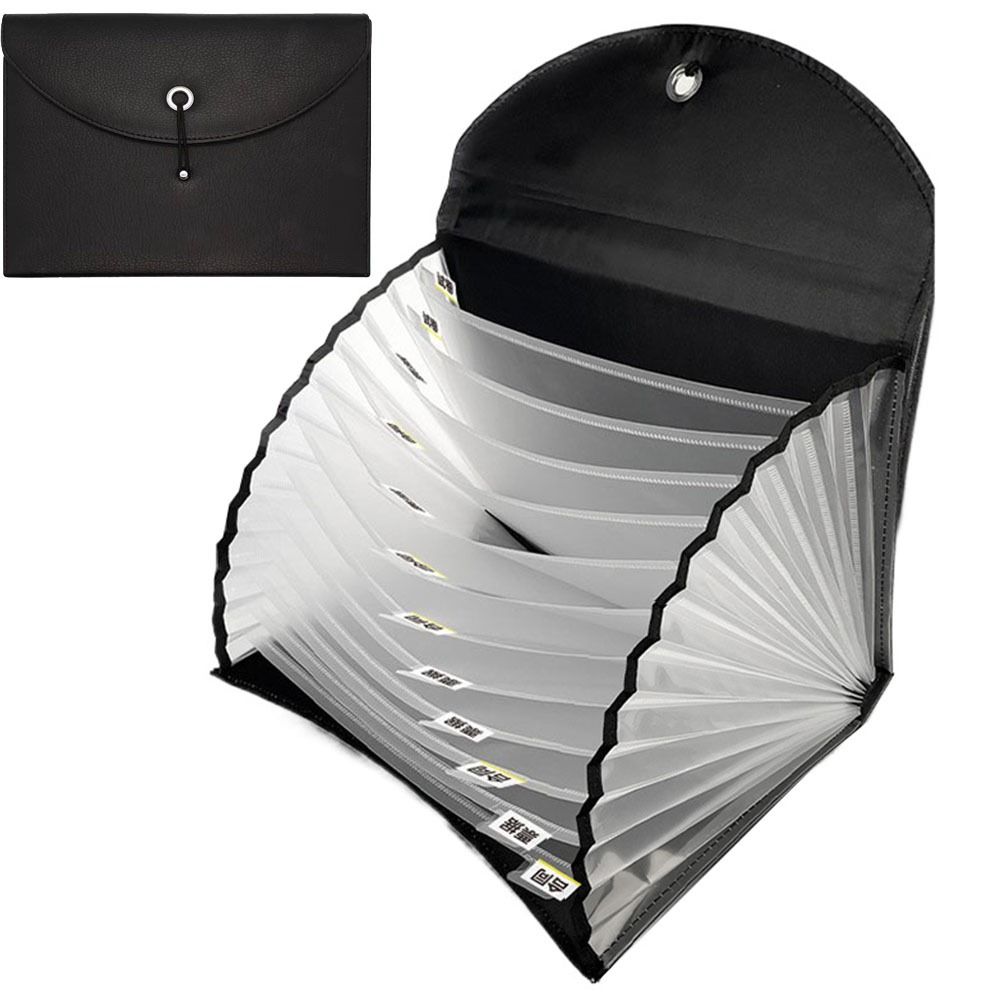 13 Pockets Expanding File Holder with Labels A4 Files Briefcase Accordion File Organizer Office