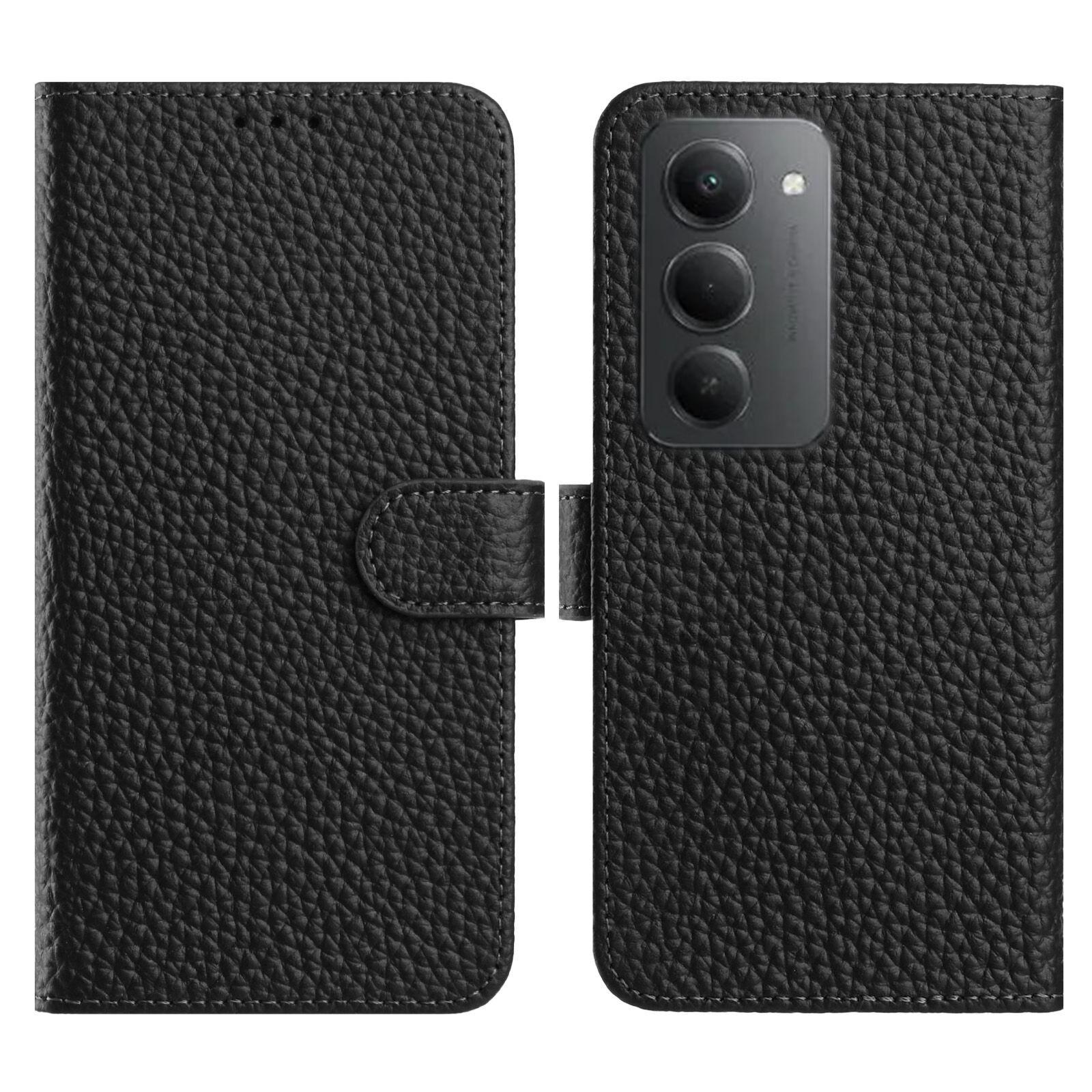 

For Xiaomi Redmi 15 4G (EU) (171mm) Case Wallet Stand Litchi Texture Genuine Cow Leather Flip Phone Cover A