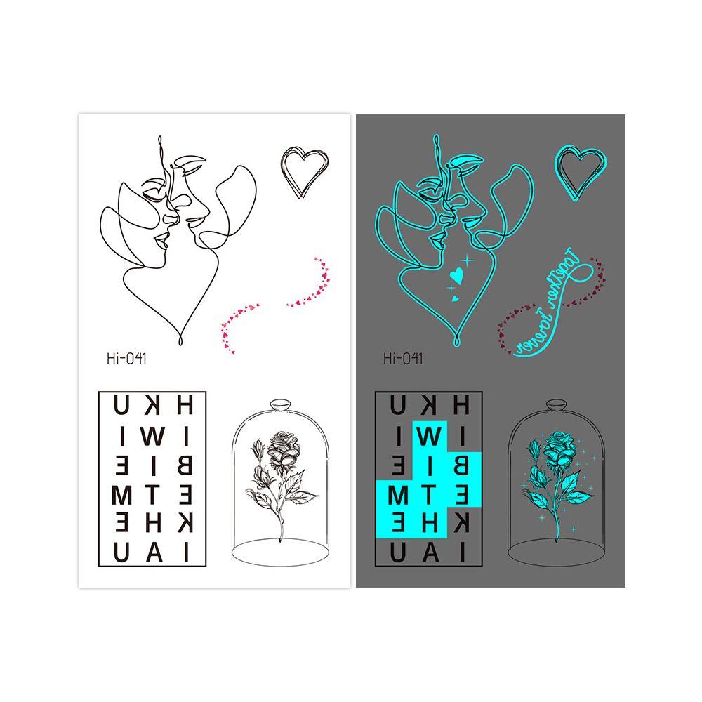 Fluorescent Star Feather Temporary Tattoos Blue Luminous Fake Tattoo Tattoo Sticker Body Art