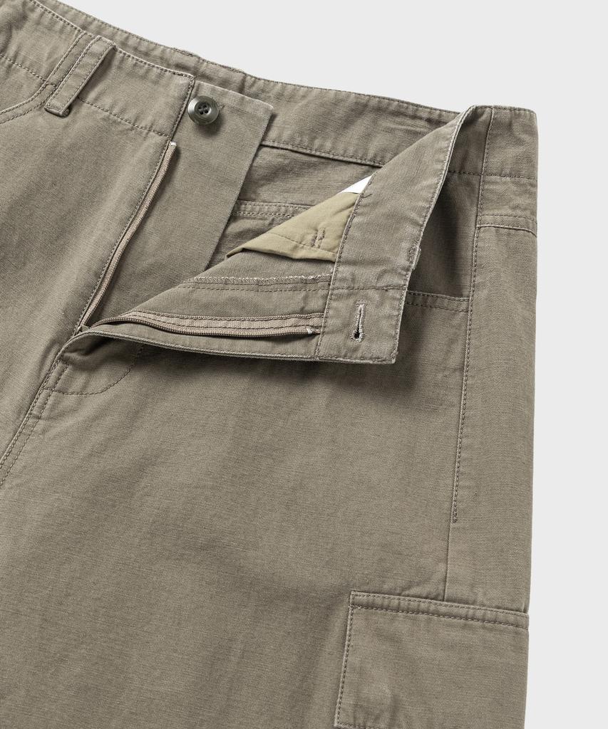 NONBLANK Washed Wide Curved Cargo Pants_Khaki