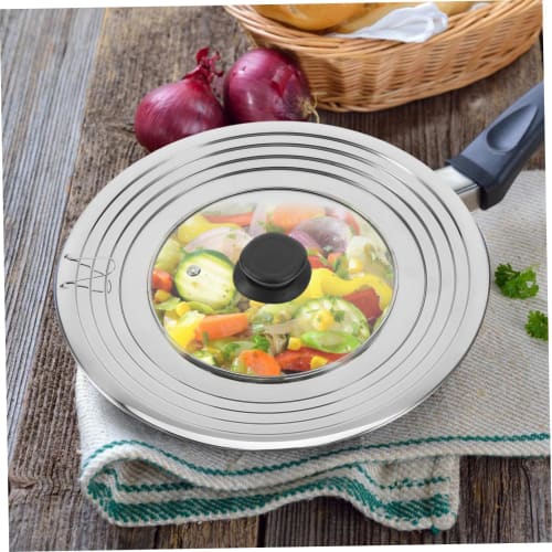 DECHOUS Pot Lid, Stainless Steel Rimmed Clear Pot Lid, Multipurpose Overflow Prevention Pot Lid (24-30cm), Frying Pan Lid, Stirring Pot Lid, Bacon Gre
