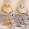 Anillos de Abeja de Moda Para Mujeres Diseño Anillo de Abeja de Acero Inoxidable Dorado Boda Compromiso Navidad Joyería Regalo