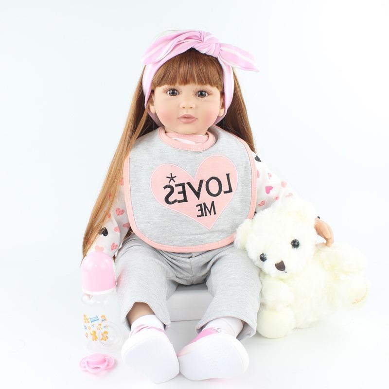 BZDOLL 60 CM 24inch Vinyl Reborn Cloth Body Doll for Girl Princess Toddler Babies Like Real Birthday Gift Play House Toy