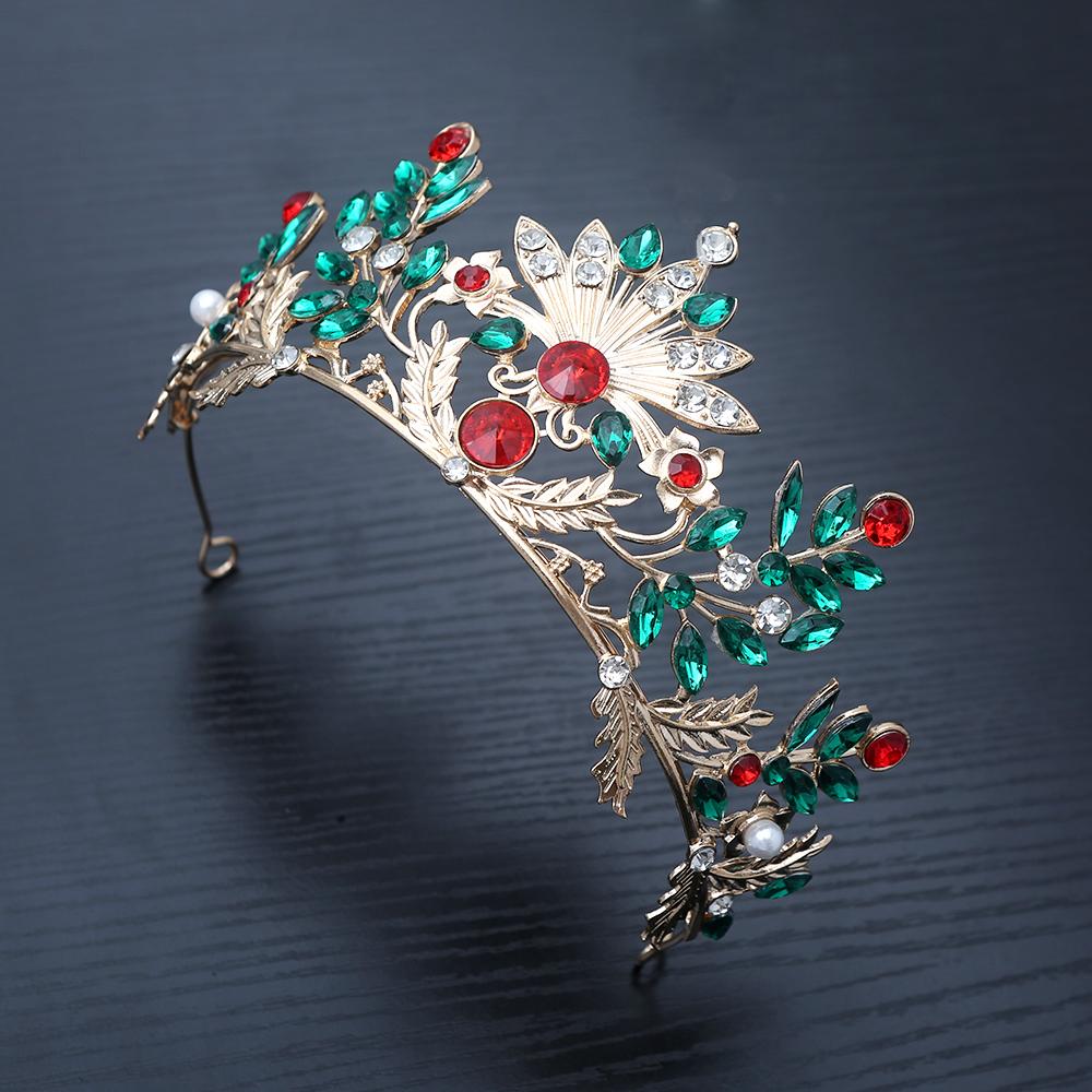 1 Stück Weihnachten Thema Vintage Haarkrone Edelsteine Filigranes Blumendesign Perfekt für Feiertagspartys Hochzeiten Cosplay Eleganz