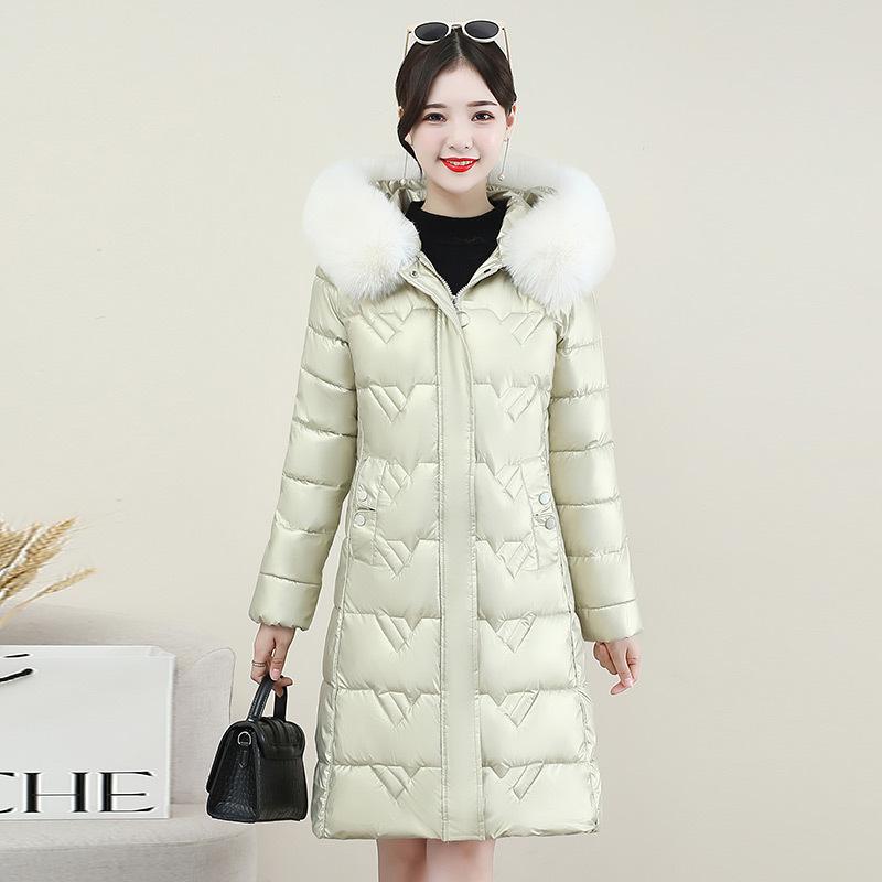

Зима 2025 новая пуховая хлопковая куртка женская средней длины корейская версия с утолщенным капюшоном и приталенная стеганая куртка XXXL
