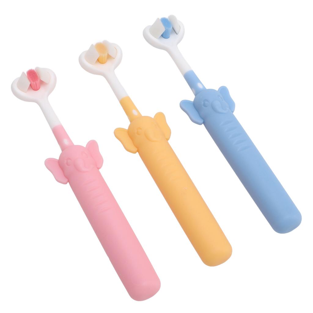 3Pcs 3 Sided Toddler Toothbrush Gentle Soft Bristles Kids Toothbrush Autism Sensory Toothbrush for 2 to 12 Years Old Children