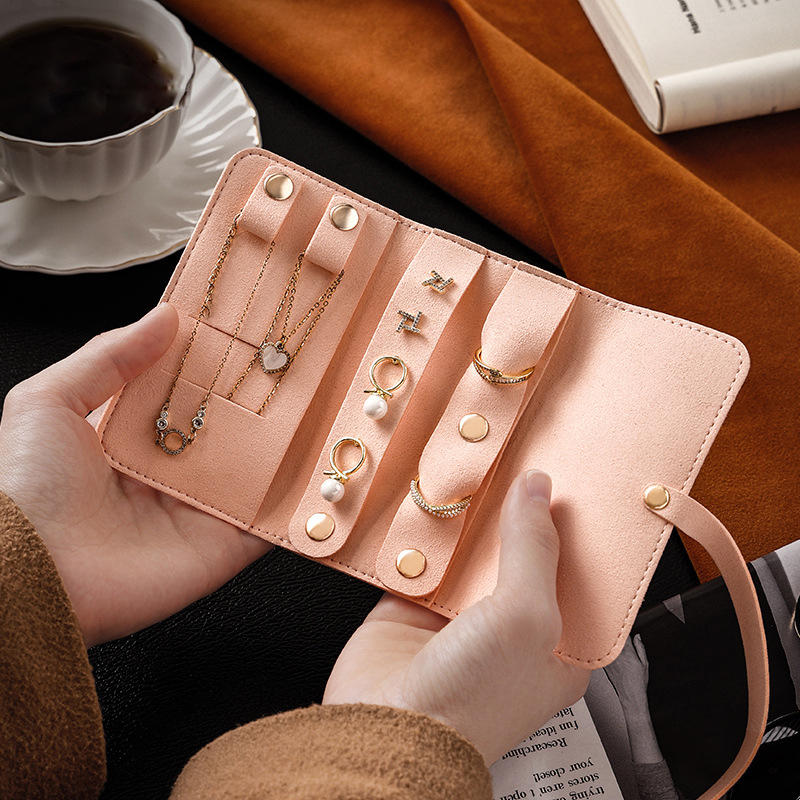 1PC Women Portable Travel Jewelry Storage Roll Organizer Bag Lightweight Foldable Case Pouch for Earrings Rings Necklaces