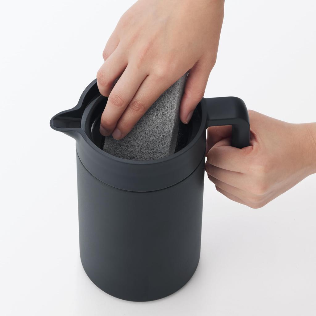 MUJI Insulated Tabletop 84334566 Wide-Mouth, Easy-to-Wash Pot, Black, 1.3L,