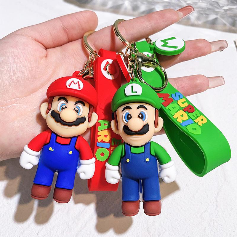 Anime Super Mario Bros Keychain Cute Cartoon Mario Luigi Car Keychain Backpack Keyring Ornament Pendant Gifts Unisex