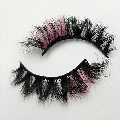 1 Pair Fluffy 25MM Mink Eyelashes Colored Lashes Bulk Wholesale Pink White Red Blue 5D Mink Lashes Supplies Makeup Tools