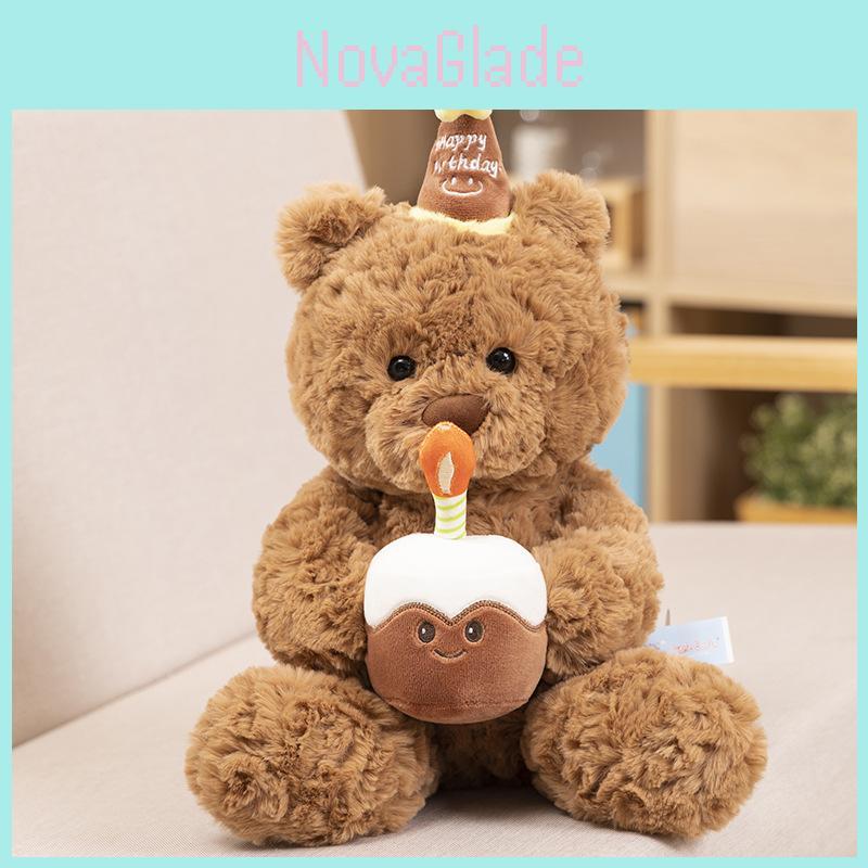 Cute Cake Bear Plush Toy Doll For Girls Soft Short Plush Stuffed Animal Birthday Gift