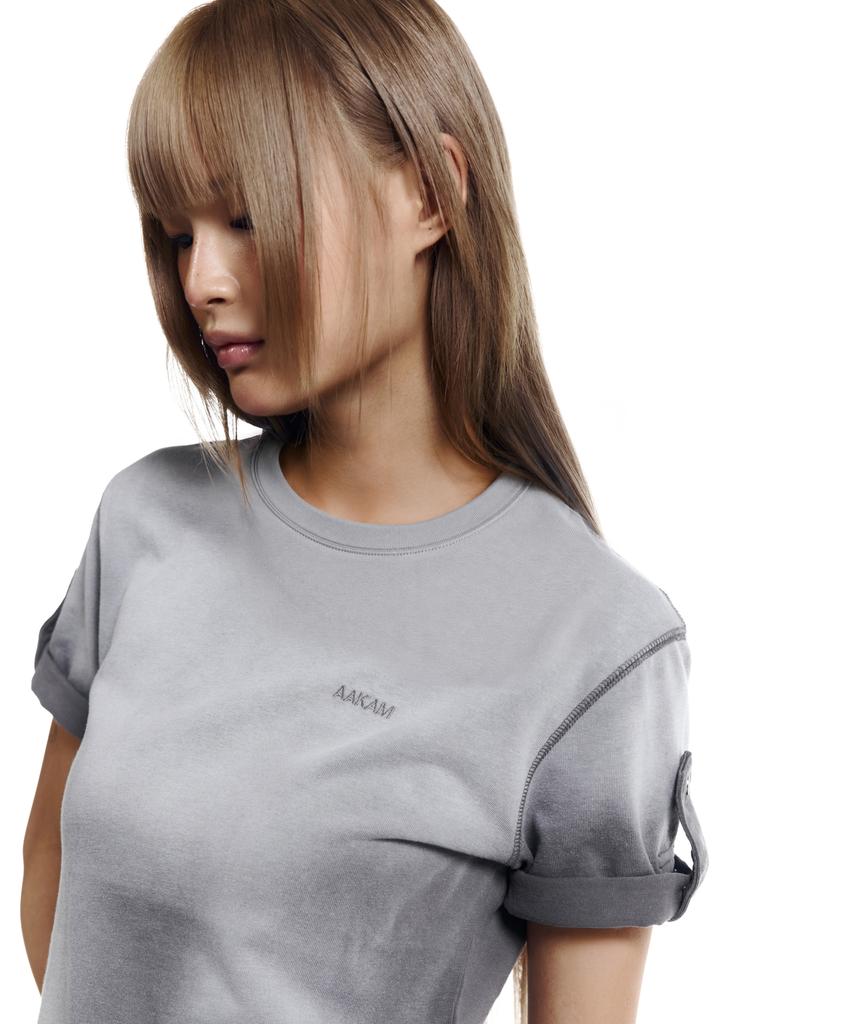 AAKAM Dirty Mist Roll-Up Half Top (Dark Gray)
