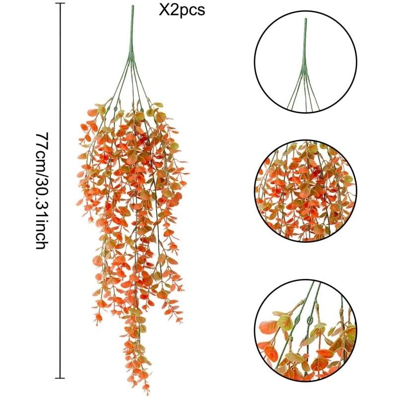 

2x Осенние искусственные подвесные растения Искусственная эвкалиптовая лоза Для дома в помещении и на улице 2 PCS