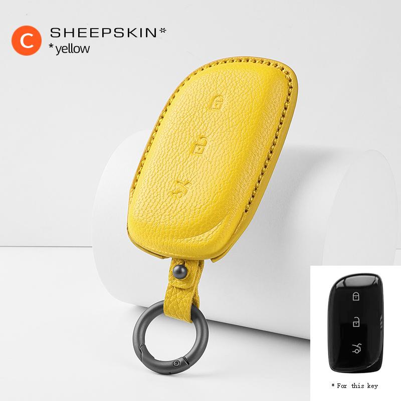 For LYNK CO Z20 2025 Goatskin Car Key Bag Case Wallet Holder Key Cover Key Chains For LYNK&CO Z20 Car Accessories