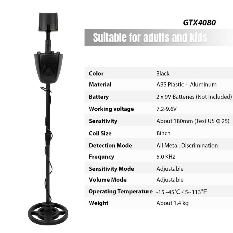 GTX4080 Metal Detector Underground Gold Detector Metal 8 Inch Coil Pinpointing Gold Treasure Deeper Portable Hunter Detector