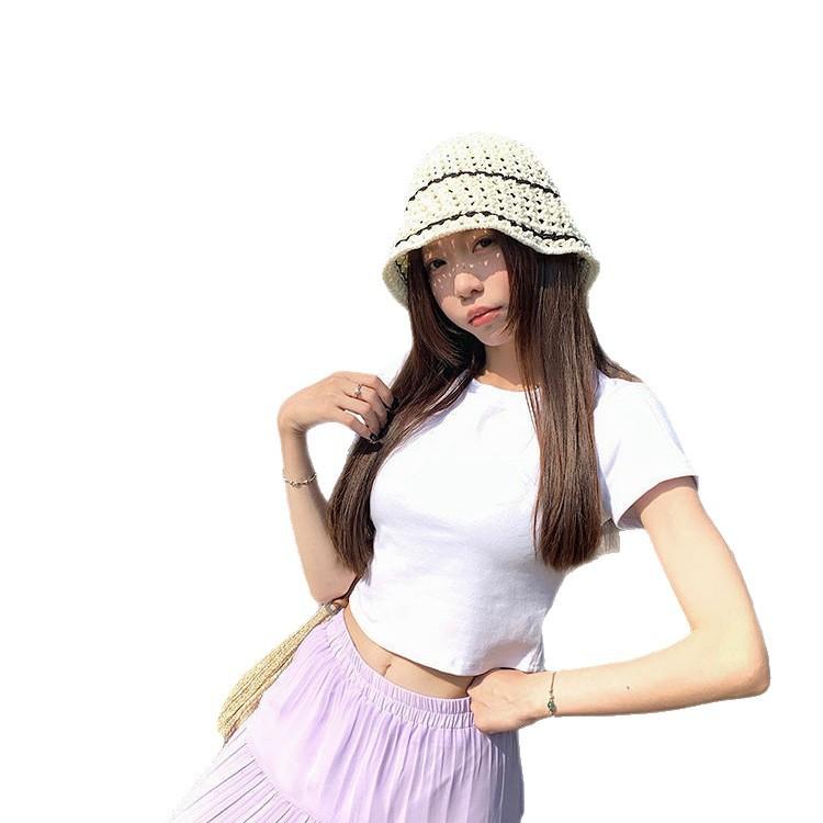Korean Spice Girl Open Navel Short Sleeve T-Shirt Women's Summer New Sweet and Spicy Short Atmospheric Top