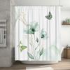 Elegant Floral and Butterfly Design Shower Curtain for Modern Bathroom Decor Waterproof and Mildew Resistant Fabric Bath Curtain