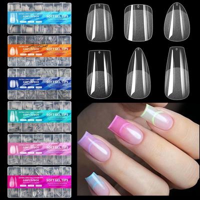 600 Stück Kurze Mandel Weiche Gel Nagelspitzen Vollständige Abdeckung Falsche Nägel für Acryl Maniküre Salon Zuhause Aufdrücknägel