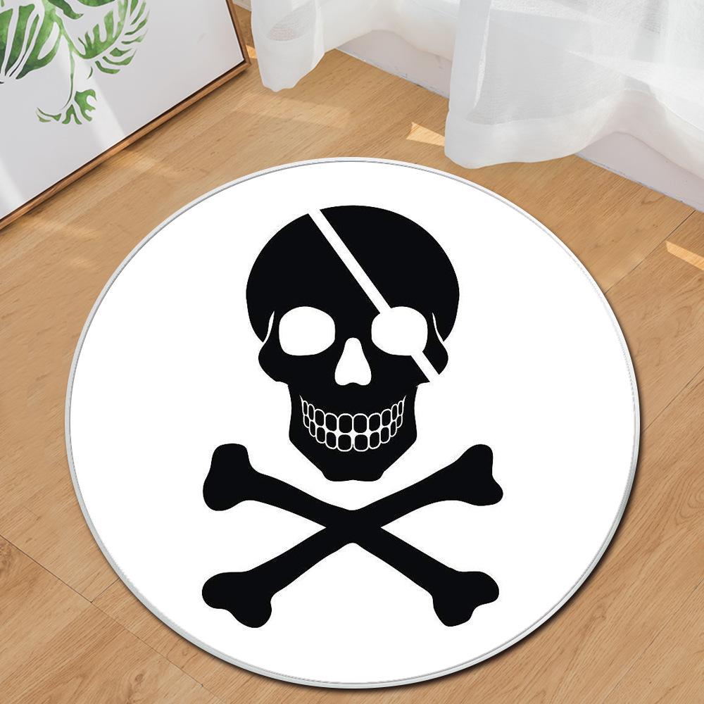 Skull Round Carpet Computer Chair Mat Office Chair Floor Mat Door Mat Foot Mat