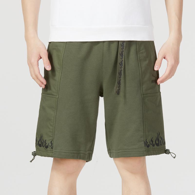 Puma Ss23 Tribute To Chinese Culture Flame Print Fitness Training Sports Casual Shorts Men Shorts Army-Green 621924-73