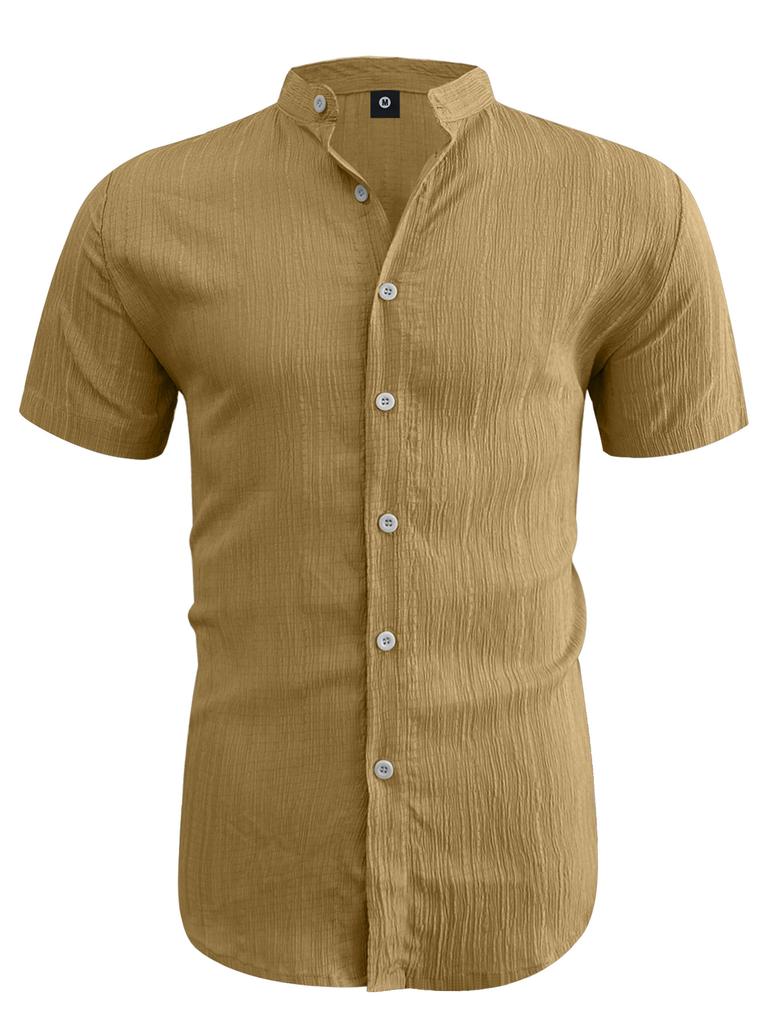 Summer men's short-sleeved shirt stand-up collar casual shirt for men's shirts in stock