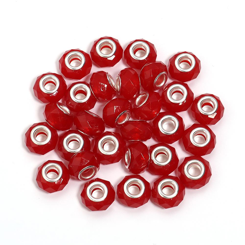 20 Stück/Los 14mm Gelee-Farbe Facettierte Harzperlen Großes Loch Abstandshalter Lose Perlen Für Schmuckherstellung DIY Armband Halskette Großhandel