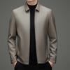 Autumn and winter new Haining clothes men's business casual simple sheepskin jacket dad lapel leather jacket