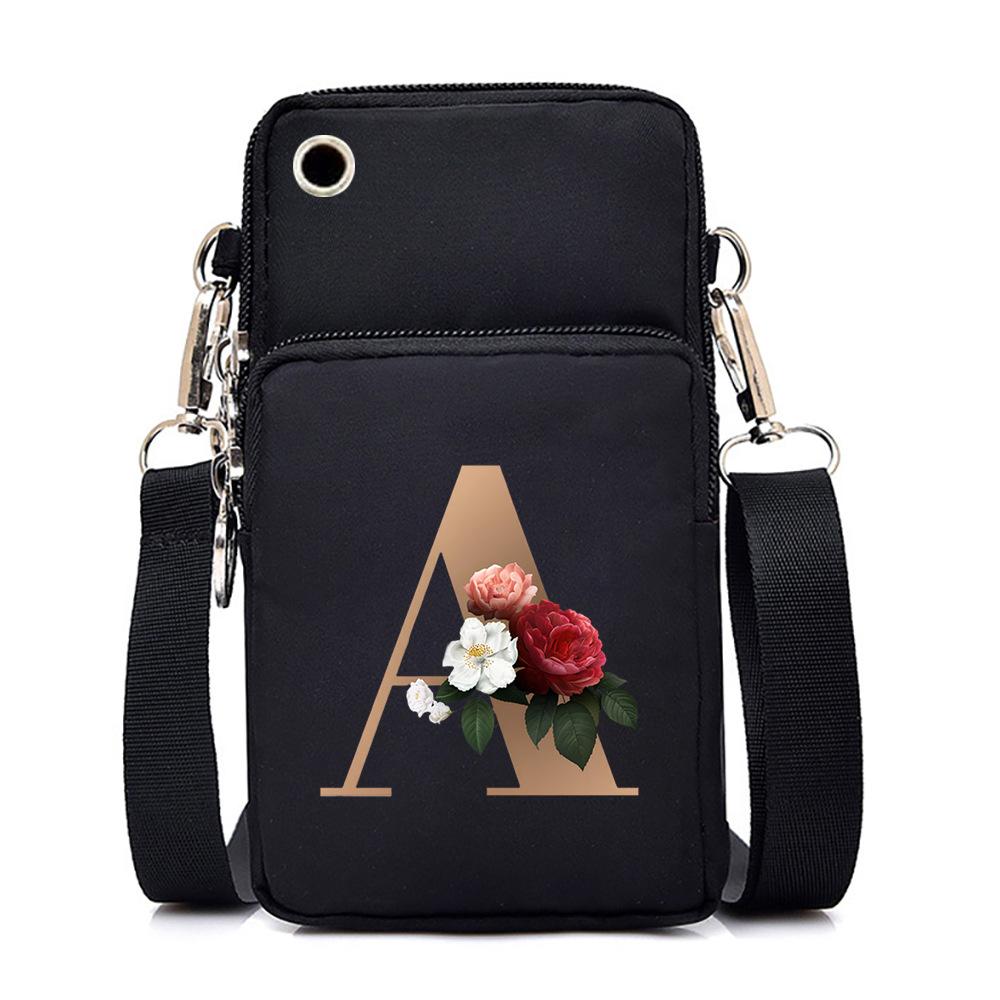 26 letter printed change bag, mobile phone bag to map, light to carry multi-function messenger bag