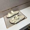 Regalos Navideños Chanclas de Playa Sandalias de Cuero Hechas a Mano Pantuflas de Moda Marca de Lujo Zapatos para Hombre Cuero con Grano de Lichi Suela Antideslizante