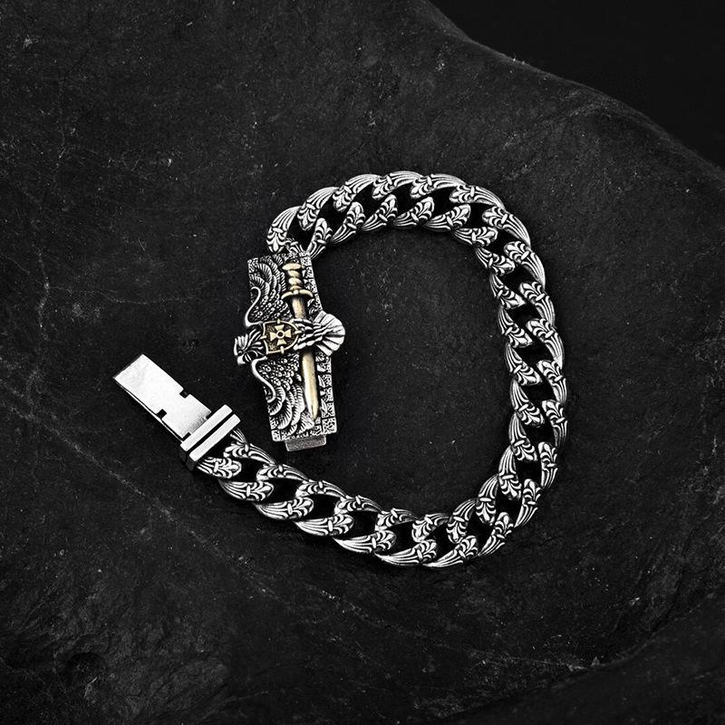 New Personalized European and American Style Eagle Men's Bracelet 10mm Wide Version Hip-hop Rock Style Bracelet