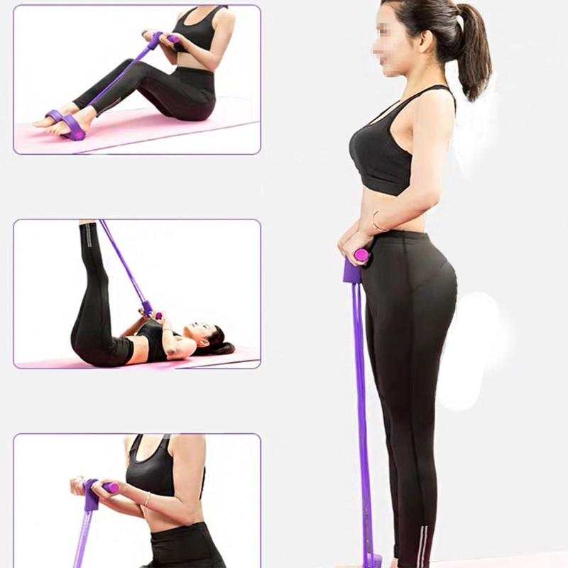 Multifunctional Tension Rope 4 Tube Design Gym Accessory Pedals Ankle Pullers for Training Leg Pulls Yoga Stretching