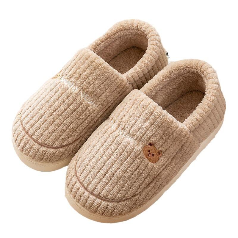 Bag heel cotton slippers women's new winter thick-soled home indoor non-slip velvet warm confinement winter fluffy cotton shoes