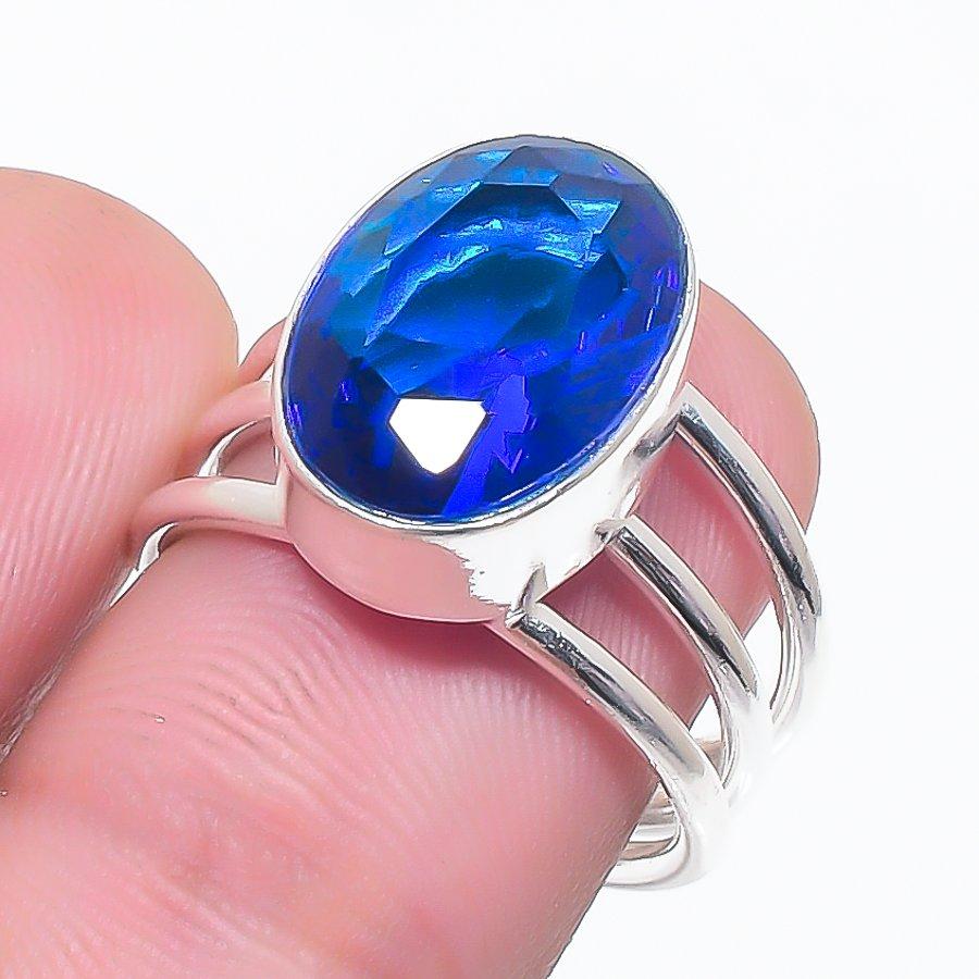 

Кольцо из серебра 925 пробы с драгоценным камнем London Blue Topaz, размер 6,5