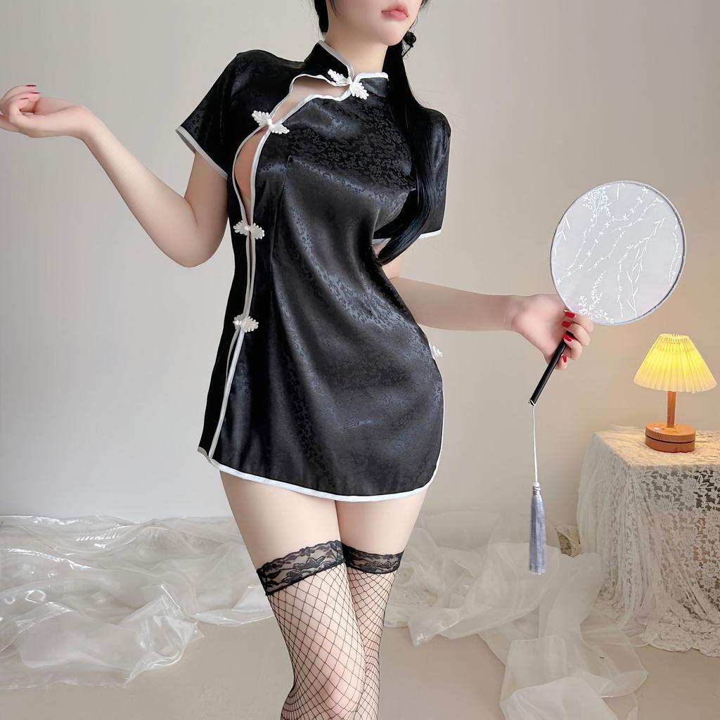 Sexy antique cheongsam sexy uniform temptation pure desire uniform set free pure desire split hollow temperament