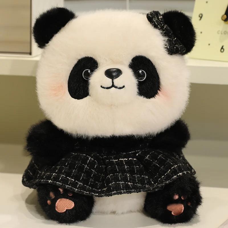 Good Quality Cartoon Panda Plush Toys Cute Elegant Cozy Panda Doll Wearing Princess Dress Sweater Kids Gift Multiple Styles