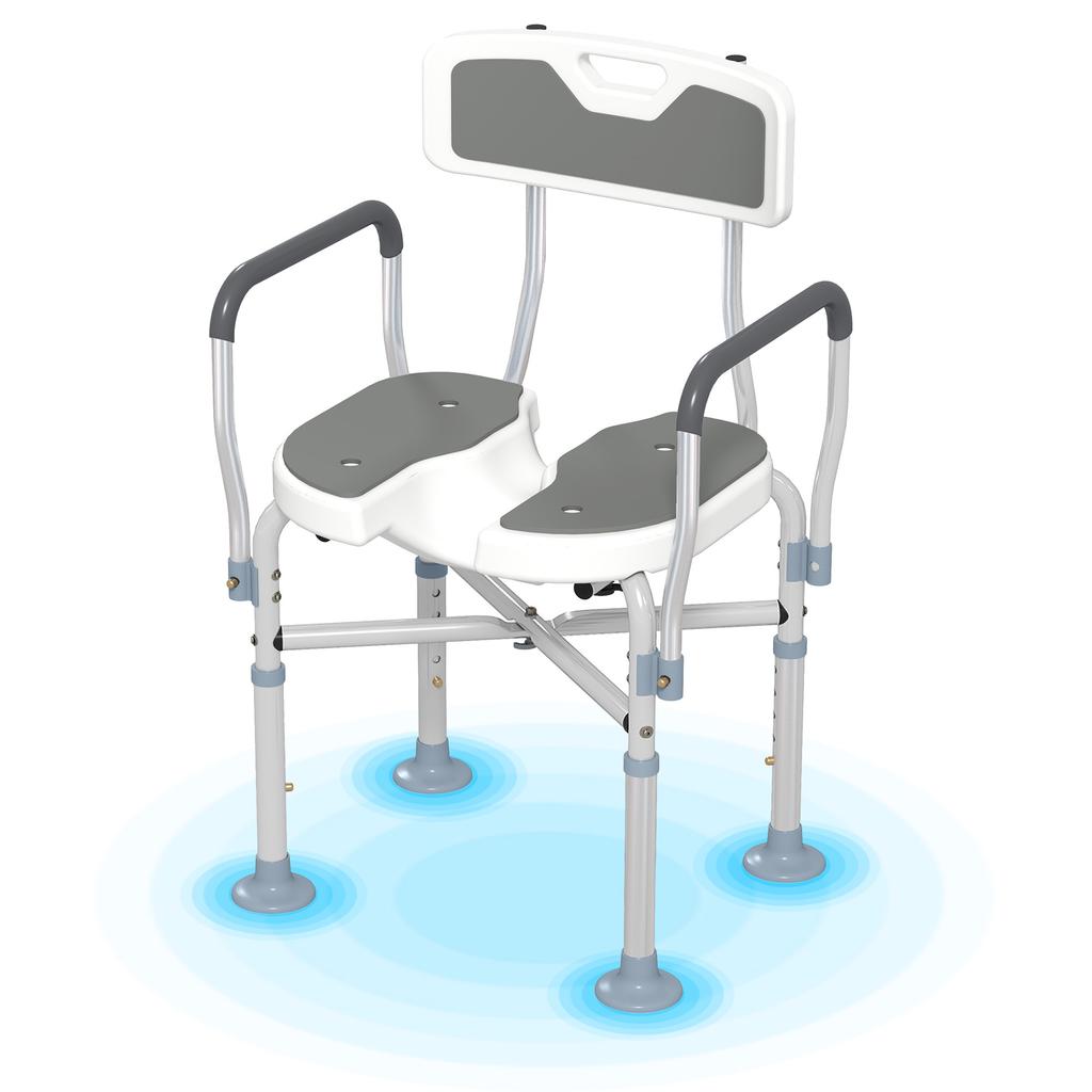 Shower Chair with Hygiene Cut-Out Seat and Reinforced Crossbars