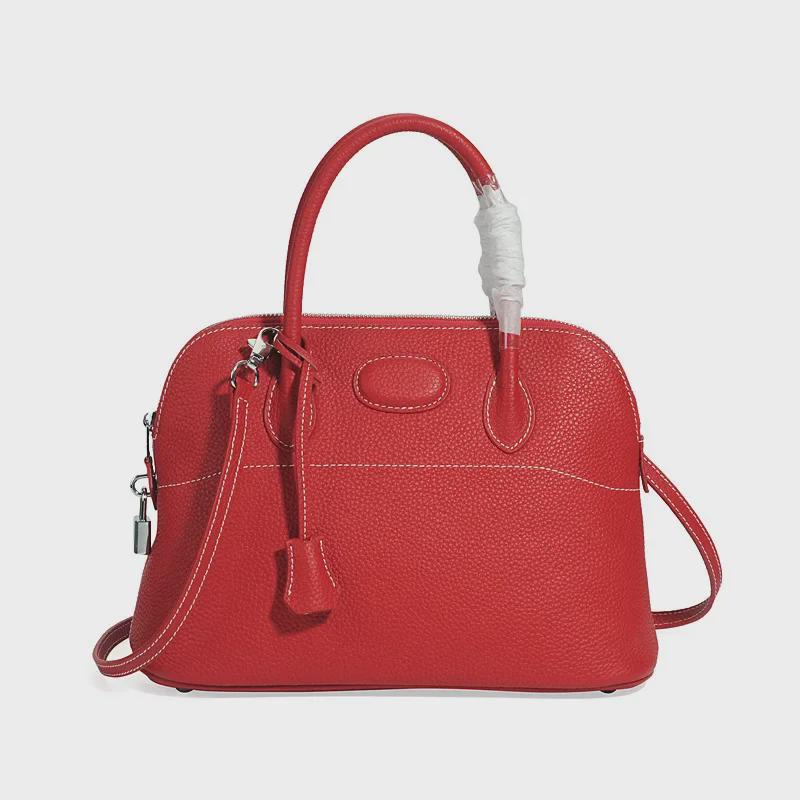 Νέα Γυναικεία Τσάντα Χειρός από Γνήσιο Δέρμα με Μοτίβο Λίτσι - Ευρωπαϊκό & Αμερικανικό Μοντέρνο Σχέδιο Κοχύλι