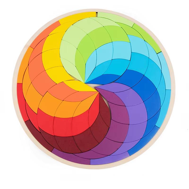 Çocuklar Montessori Gökkuşağı Ahşap Bulmaca Oyuncakları Sanat Eğitici Geometrik Yapboz Hayal Gücü Eğitimi Mandala Blokları Oyuncakları Beyin Oyunları