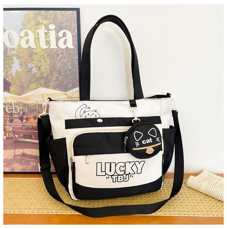 Torba na ramię damska prosta rekreacyjna studencka torba tote o dużej pojemności z nadrukiem literowym torba listonoszka