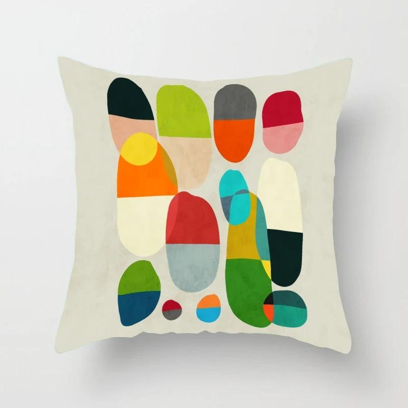Creative Geometric Colorful Pattern Pillowcase Interior Decoration Office Living Room Home Pillowcase