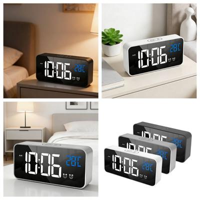 Voice Control Music Alarm Clock Brightness Adjustment Desk Clock LED Digital Clock  Home Office
