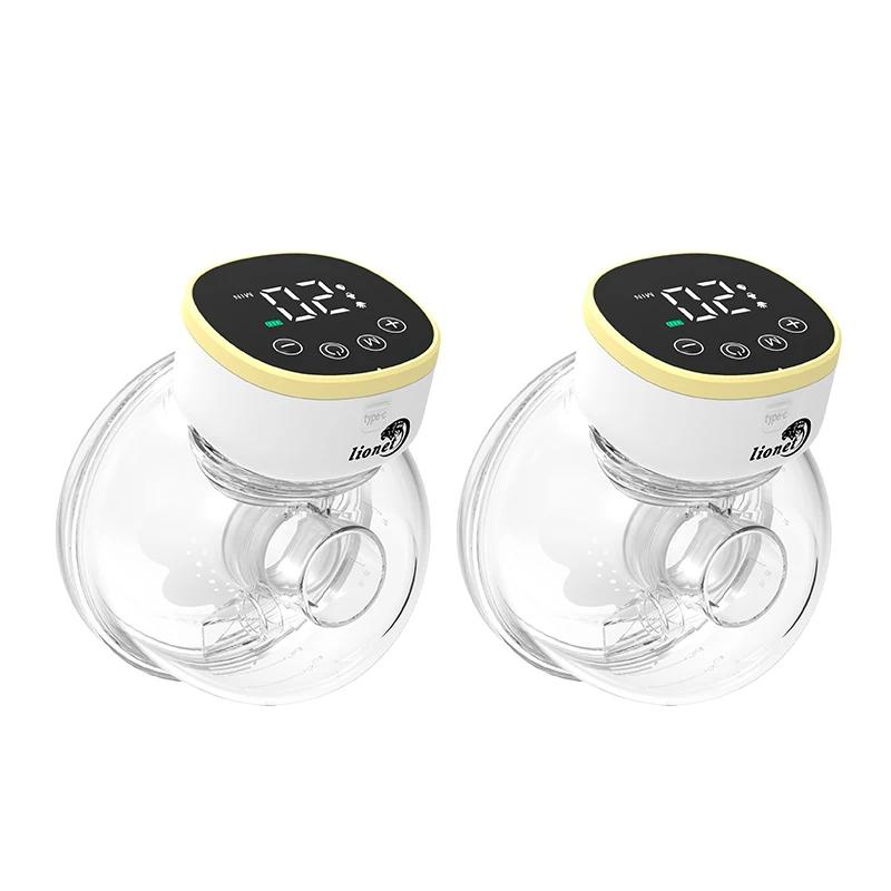 2/1pcs Wearable Breast Pump BPA-free Portable Electric Breast Pump Hands Free Low Noise Milk Collector for Breastfeeding