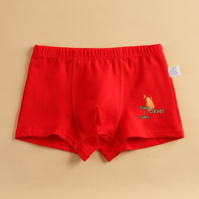 Year of the Horse Boys' Red Zodiac Cotton Boxer Briefs for New Year
