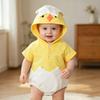 Disfraz de Pollito para Bebés Mono de una Pieza Mezcla de Algodón Suave Transpirable Atuendo para Recién Nacidos con Capucha Desmontable Fiesta de Pascua Fotografía
