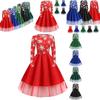 Stylish Women's Christmas Costume Midi Dress With Charming Santa Bow And Elegant A-line Design