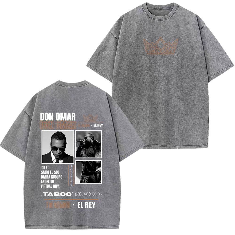 Rapper Don Omar Album Print Tshirts Unisex Women Fashion Tshirts Shortsleeved Loose Casual Cotton Vintage Washed Tshirts Tops