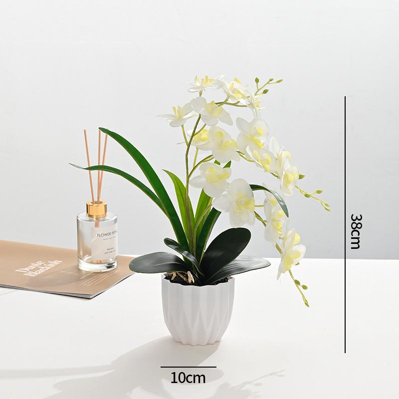 Artificial Orchid Potted Plants Fake Phalaenopsis In Plastic Pot Bonsai Plants Wedding Table Centerpiece Home Office Decoration