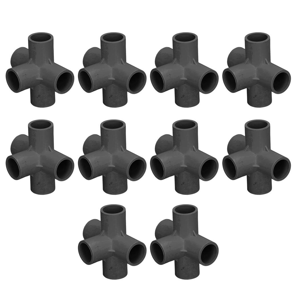 10 Pcs PVC Pipe Fitting 20mm 5 Way Right Angle 3 Dimensional Elbow Pipe Connector for Furniture