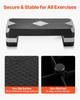 Aerobic Exercise Step Platform Adjustable Workout Stepper 4 Riser Gray